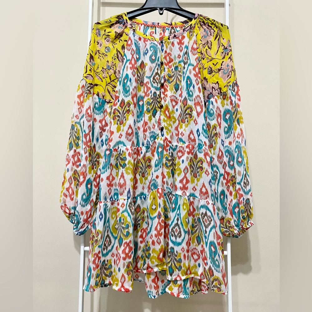 Anthropologie Maureen Paisley Tiered Babydoll Blouse